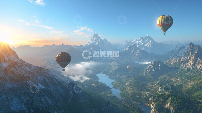 高清大图下载【趣麦麦图】唯美热气球风景壁纸宽幅