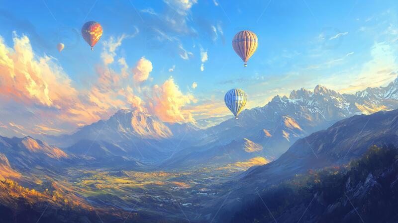 热气球插画场景24