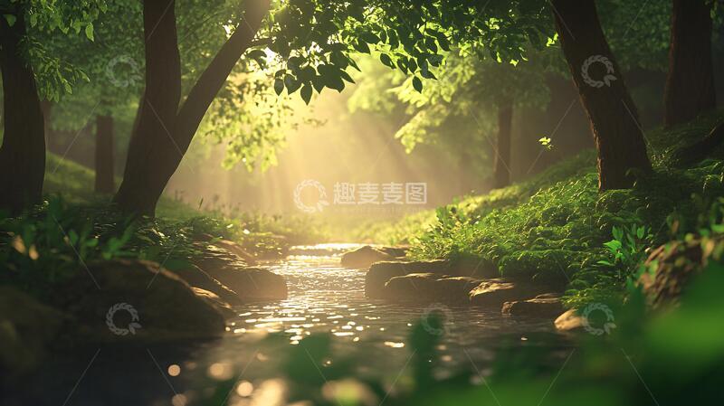 高清大图下载【趣麦麦图】阳光下的小溪