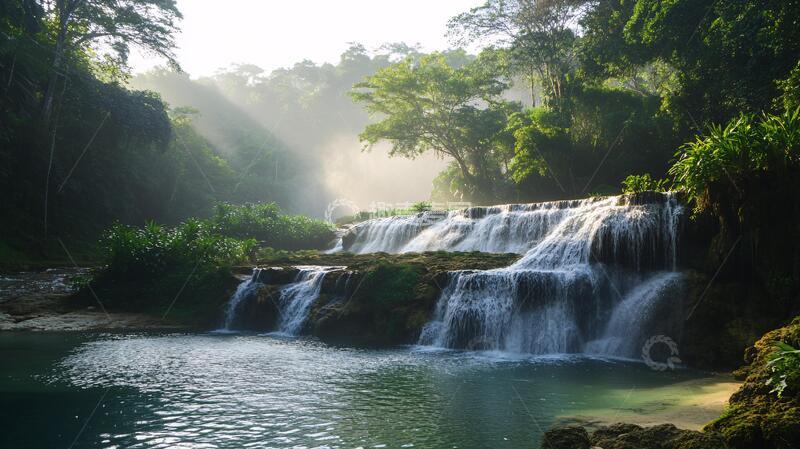 高清大图下载【趣麦麦图】光西瀑布瀑布山水风光