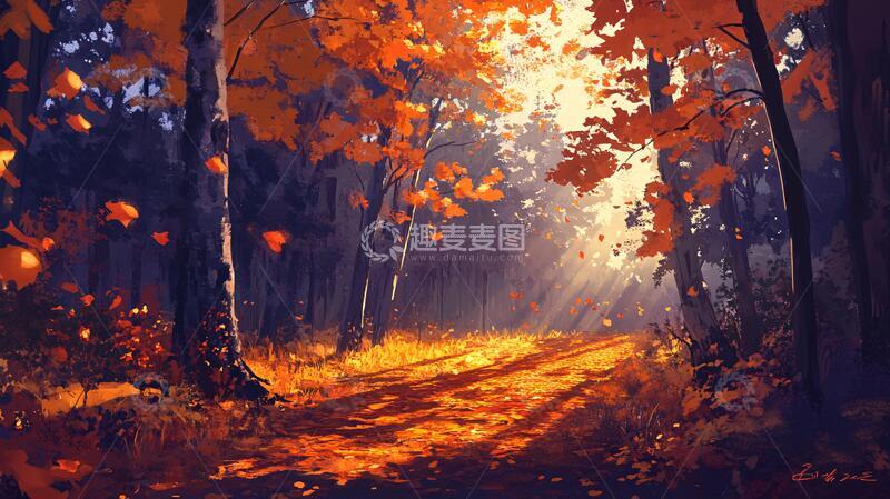 高清大图下载【趣麦麦图】秋天森林画秋天壁纸31