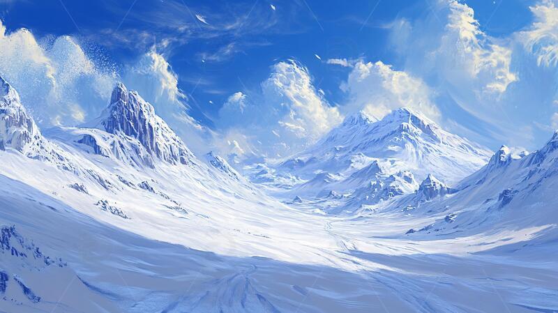 高清大图下载【趣麦麦图】雪山原画场景绘画插画