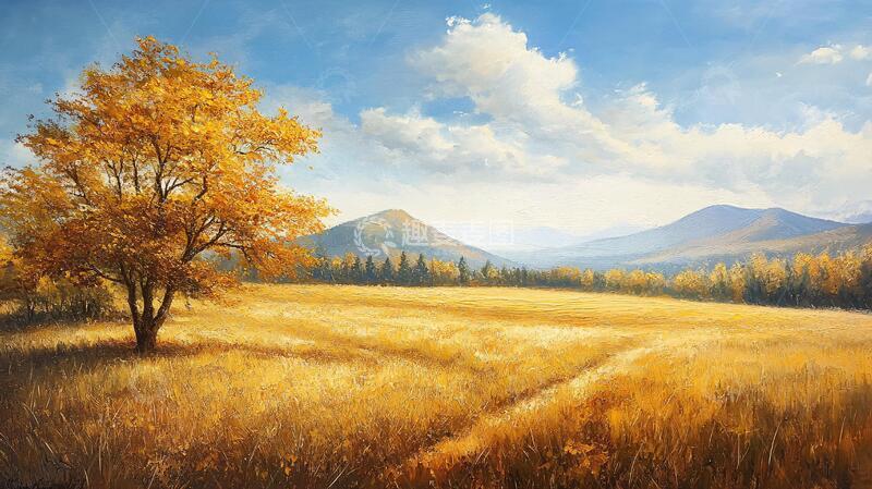 高清大图下载【趣麦麦图】唯美秋天风景油画6
