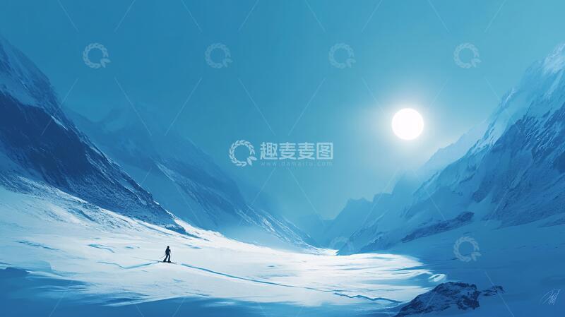 高清大图下载【趣麦麦图】雪山原画插画风景壁纸