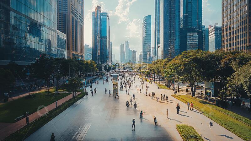 高清大图下载【趣麦麦图】商业区广场景象