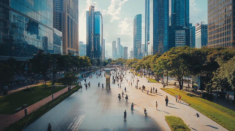 高清大图下载【趣麦麦图】商业区广场景象