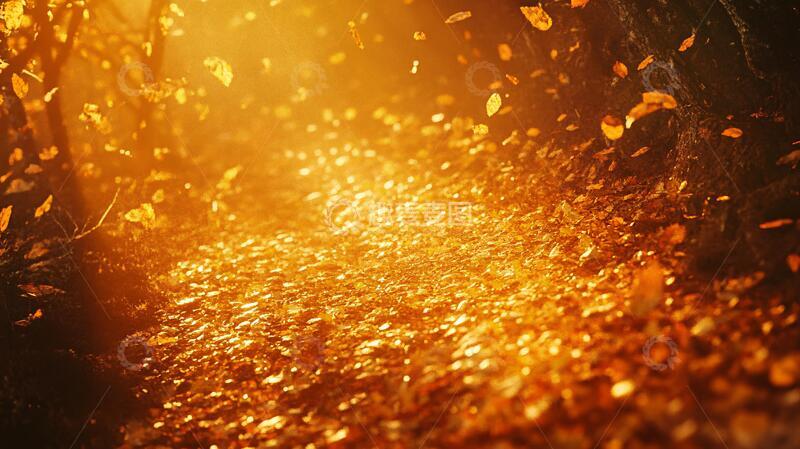 高清大图下载【趣麦麦图】金色树叶光影1