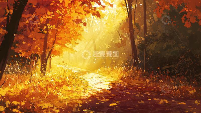 高清大图下载【趣麦麦图】秋天森林画秋天壁纸30