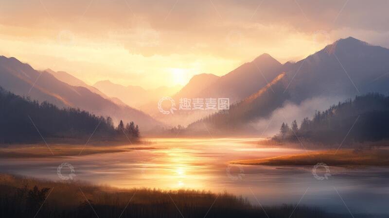 高清大图下载【趣麦麦图】暖调山水风景6