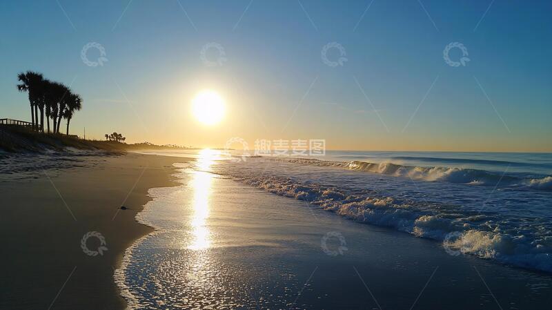 高清大图下载【趣麦麦图】拉霍亚海滩海滩清晨日出