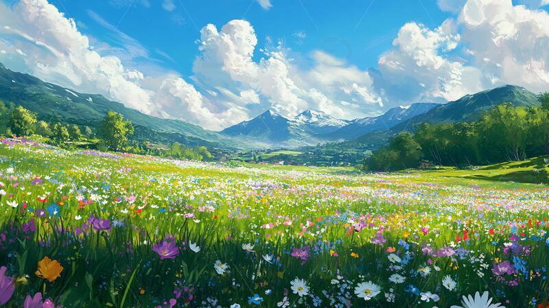 高清大图下载【趣麦麦图】唯美梦幻花田场景41