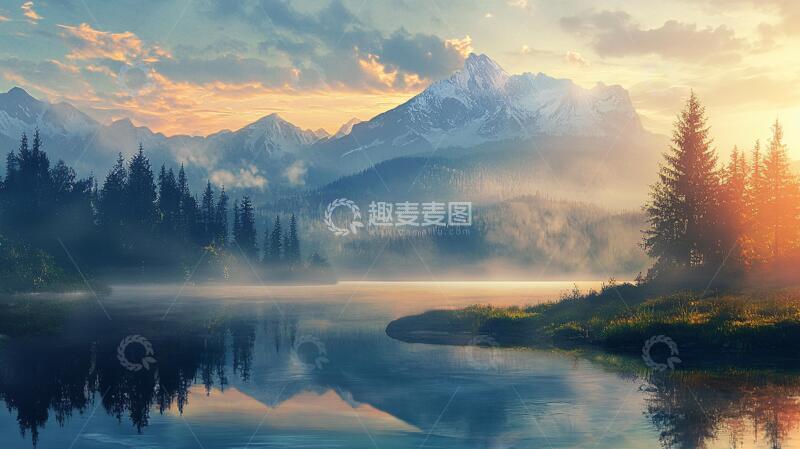 高清大图下载【趣麦麦图】暖调山水风景5