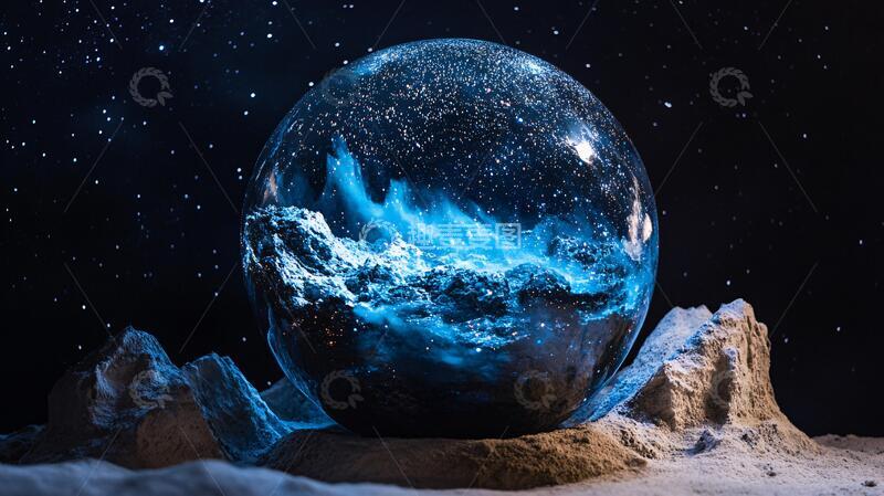高清大图下载【趣麦麦图】冰川水晶球星球宇宙世界