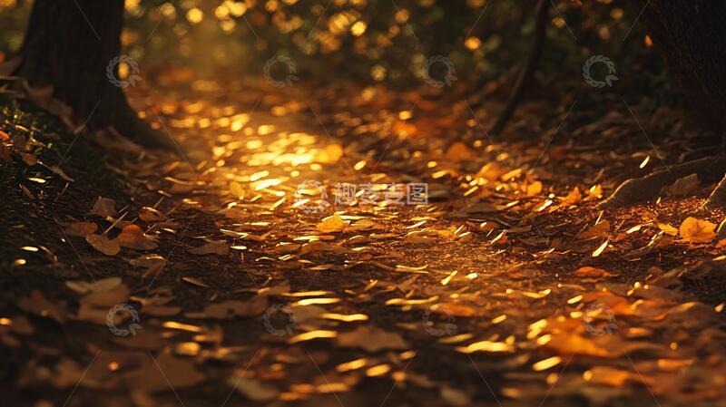 高清大图下载【趣麦麦图】黄叶满地光影斑驳