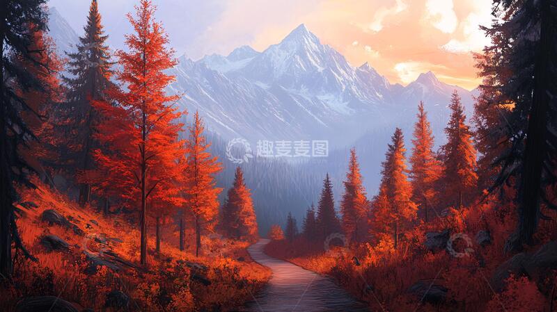 高清大图下载【趣麦麦图】秋天森林画秋天壁纸28