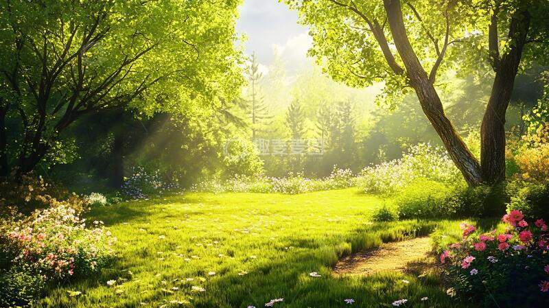 高清大图下载【趣麦麦图】浪漫林间花丛1