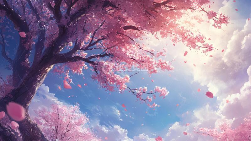 高清大图下载【趣麦麦图】唯美樱花树梦幻电脑背景