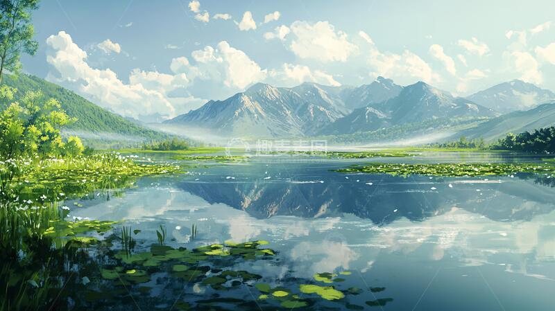 高清大图下载【趣麦麦图】宽屏风景画插画宽幅巨幅1