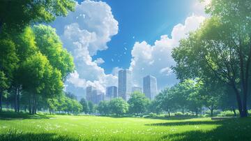 动漫风景动漫风格绿化