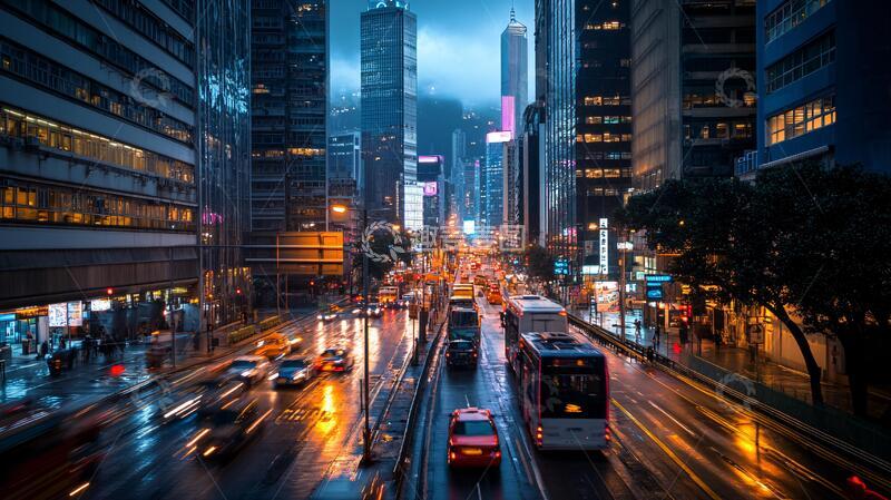 高清大图下载【趣麦麦图】繁华地段都市交通地产