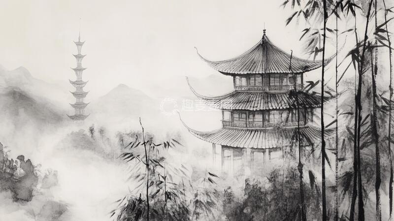 高清大图下载【趣麦麦图】飞英塔插画插画楼阁古楼