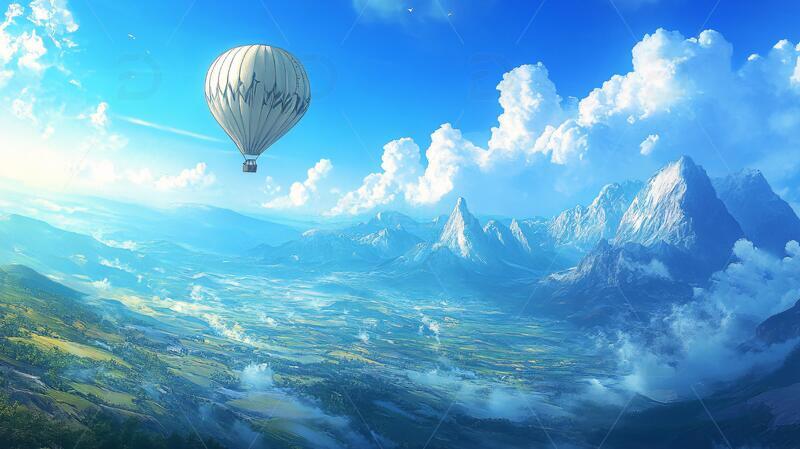 热气球插画场景23