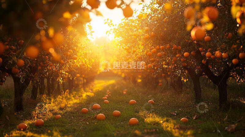高清大图下载【趣麦麦图】果园曙光果园柑橘图片