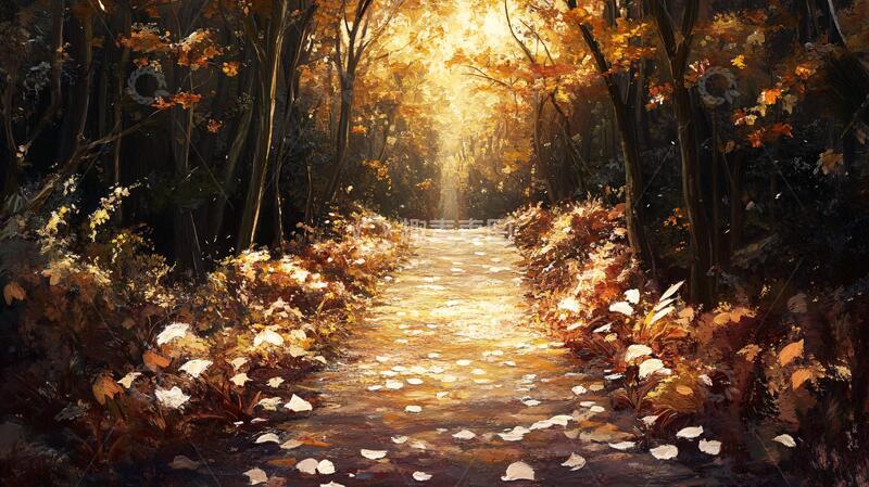高清大图下载【趣麦麦图】秋天森林画唯美秋色20