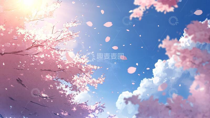 高清大图下载【趣麦麦图】唯美樱花节插画壁纸梦幻