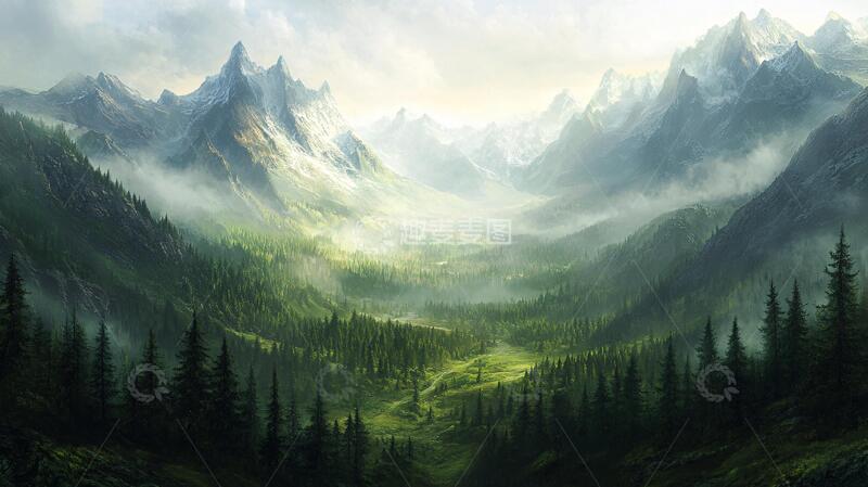 高清大图下载【趣麦麦图】宽屏风景画森林宽幅巨幅