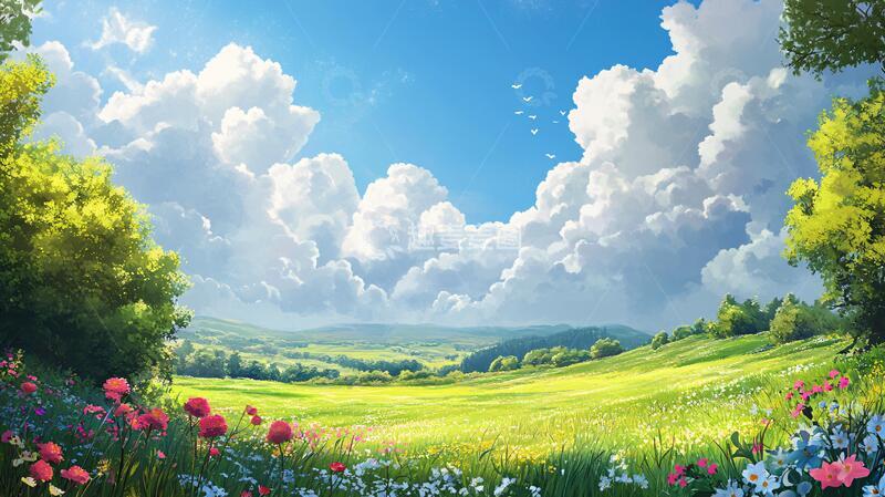 高清大图下载【趣麦麦图】宽屏风景画宽幅场景花丛