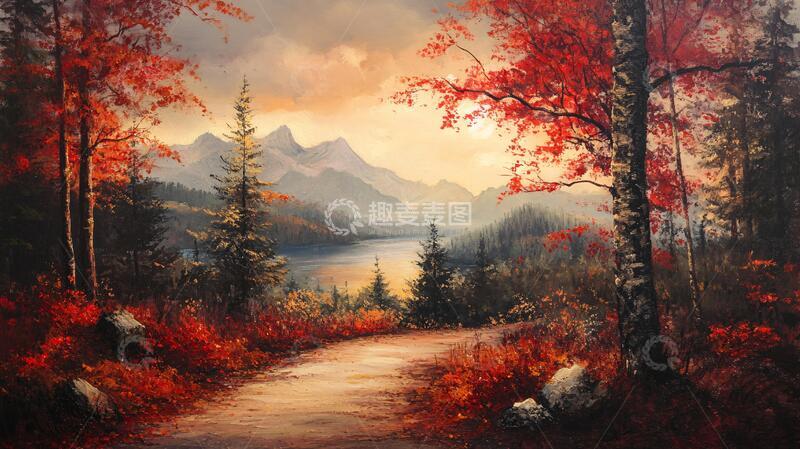 高清大图下载【趣麦麦图】秋天森林画秋天壁纸25