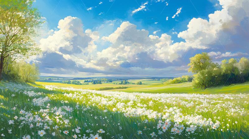 高清大图下载【趣麦麦图】宽屏风景画插画场景诗意