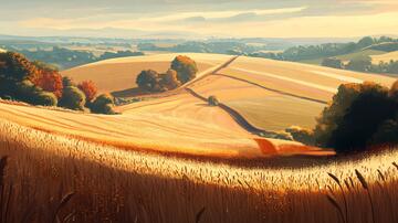 小麦田插画插画小麦芒种