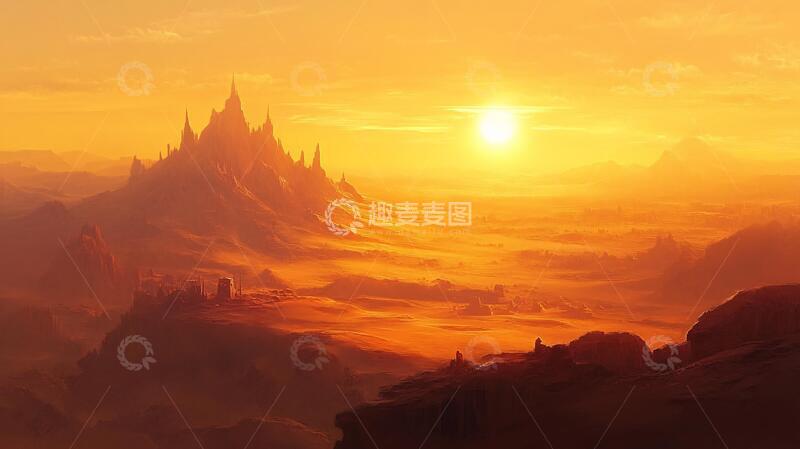 高清大图下载【趣麦麦图】荒野黄昏插画23