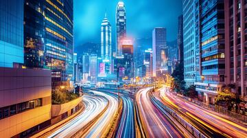 城市快节奏交通车流地段