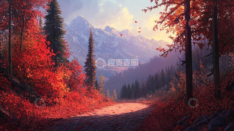 高清大图下载【趣麦麦图】秋天森林画秋天壁纸24