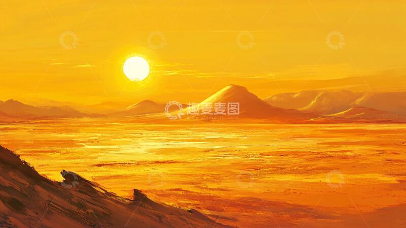 高清大图下载【趣麦麦图】荒野黄昏插画24