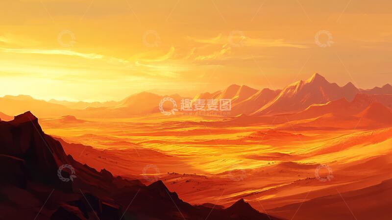 高清大图下载【趣麦麦图】荒野黄昏插画22