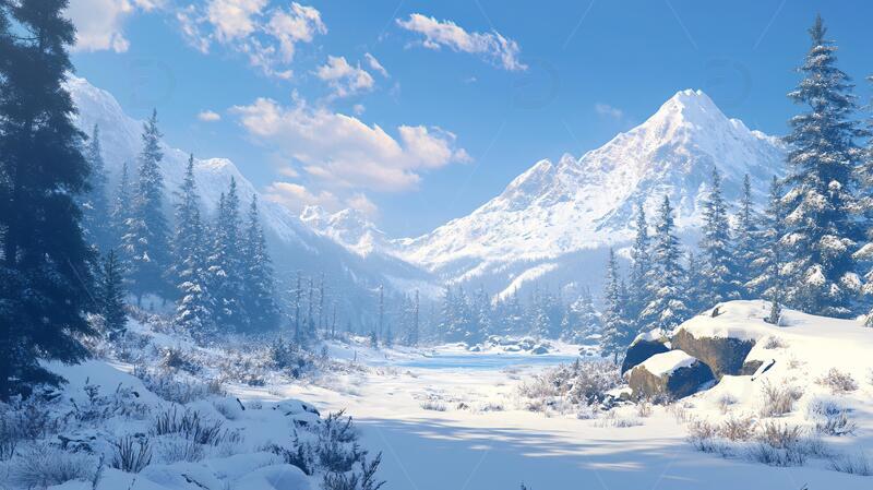 雪山大场景场景雪景原画