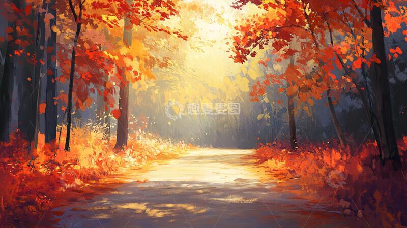 高清大图下载【趣麦麦图】秋天森林画唯美秋色17