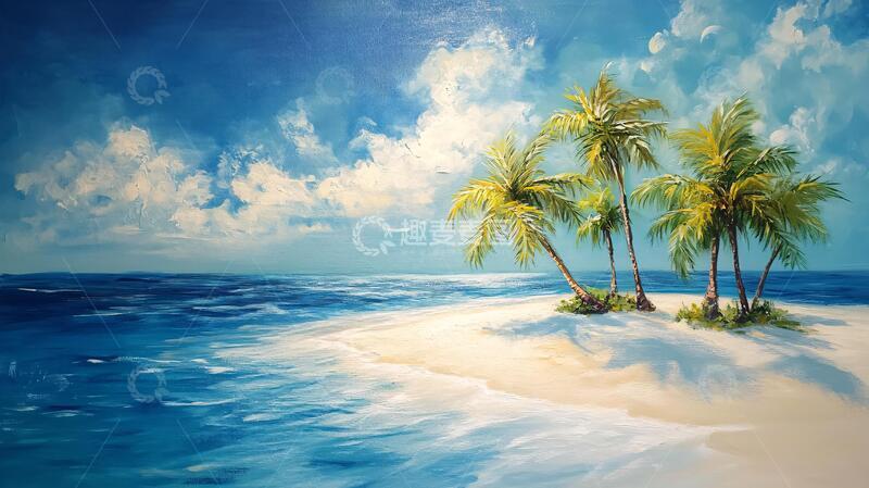 高清大图下载【趣麦麦图】唯美大海风景油画1
