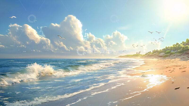 高清大图下载【趣麦麦图】唯美韵律自然海边背景8