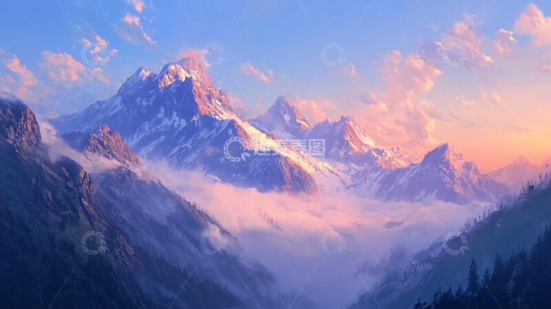 高清大图下载【趣麦麦图】云海山脉风光宽幅梦幻