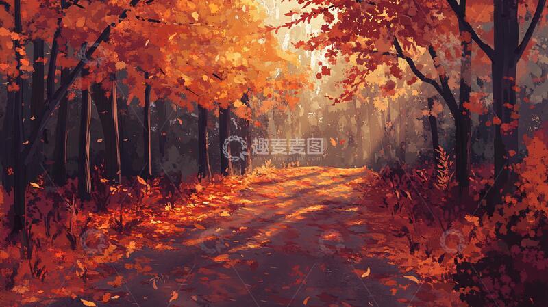 高清大图下载【趣麦麦图】秋天森林画秋天壁纸23