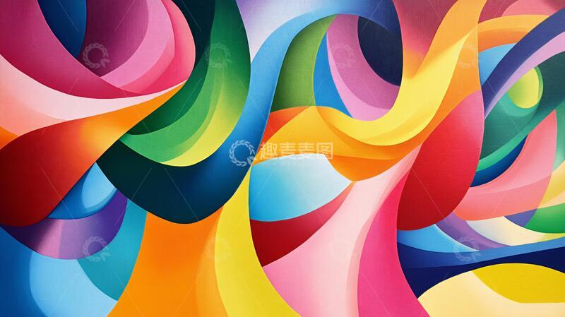 高清大图下载【趣麦麦图】多彩曲线唯美高雅形状1
