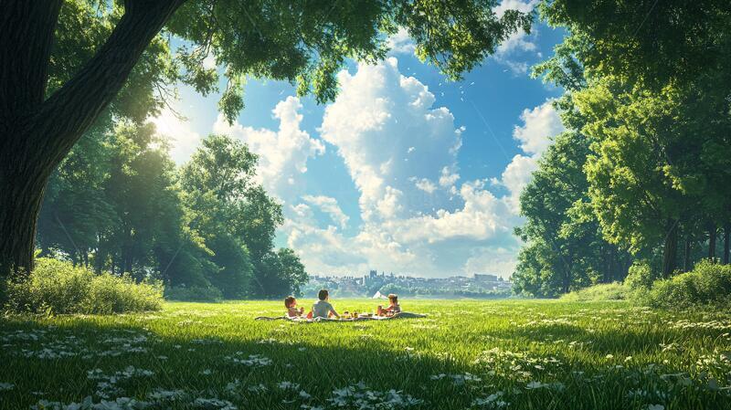 高清大图下载【趣麦麦图】阳光大树草地