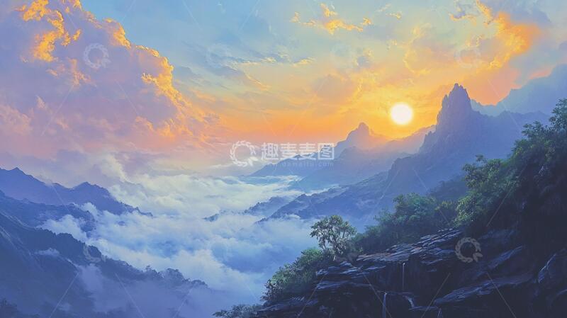 高清大图下载【趣麦麦图】风景原画插画原画巨幅