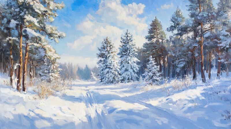 高清大图下载【趣麦麦图】雪景油画雪景油画绘画