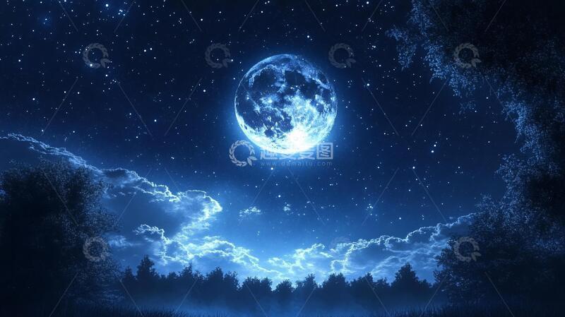 高清大图下载【趣麦麦图】蓝月夜梦幻唯美奇幻15